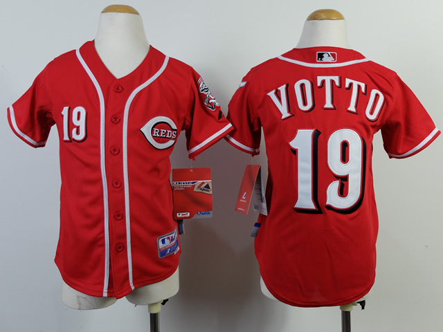 MLB Cincinnati Reds Youth #19 Votto red jerseys->youth mlb jersey->Youth Jersey